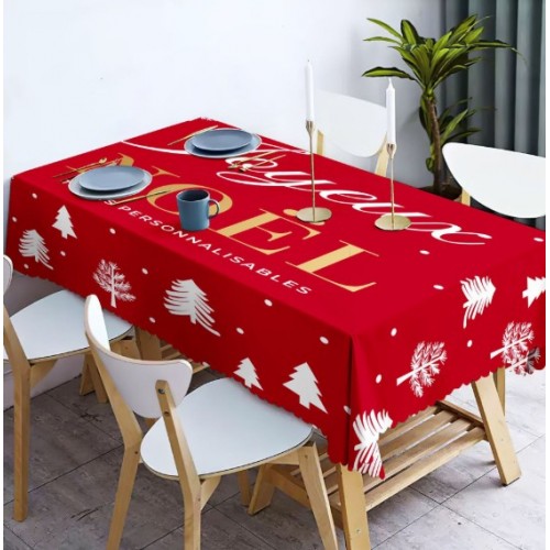 Mantel Navideño diseños variados – Diseño Festivo “Feliz Navidad” – Tela Decorativa,  Lavable y reutilizable. Por Mayoreo T-30094