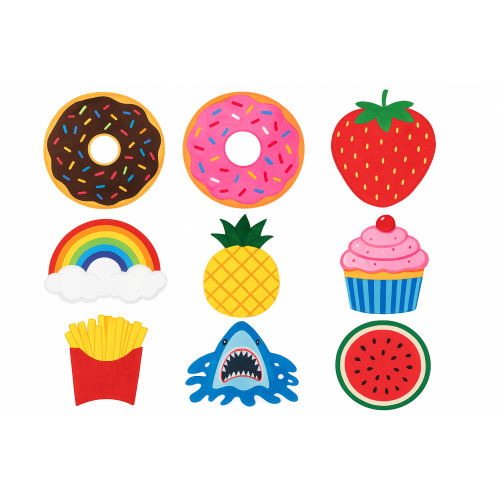 Toallas de playa redondas con diseños divertidos – Donas, frutas, tiburón y más – Microfibra ligera – Por Mayoreo W-DD-278