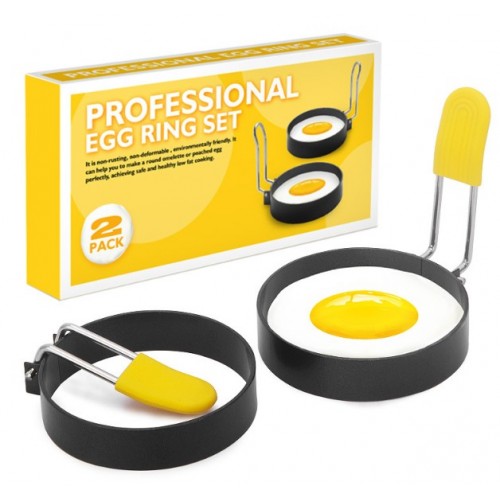 Molde Redondo multifuncional de Cocina para Hamburguesas, Huevos etc. – Antiadherente con Mango de Silicón – Práctico y Resistente – Por Mayoreo V2-101