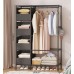  Perchero organizador de 105 cm con repisas laterales y cortina, armario abierto para ropa, zapatos y accesorios. Por Mayoreo V2-2309