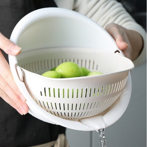 Colador Giratorio con Drenaje Automático para Cocina, Doble Capa Ideal para Lavar Frutas y Verduras. Mayoreo W-CLSL5178