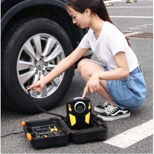 Compresor de aire eléctrico portátil para auto con pantalla digital y apagado automático de 12V, Por Mayoreo  W-DD-460