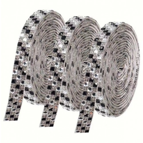 Cinta adhesiva decorativa tipo diamante – Efecto strass brillante  Rollo flexible de 1M – Por Mayoreo W-FTZ5098