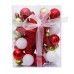 Set de esferas navideñas colgantes rojas y doradas con adorno de pino – Caja decorativa 30pzs Por Mayoreo W-RSDY5327