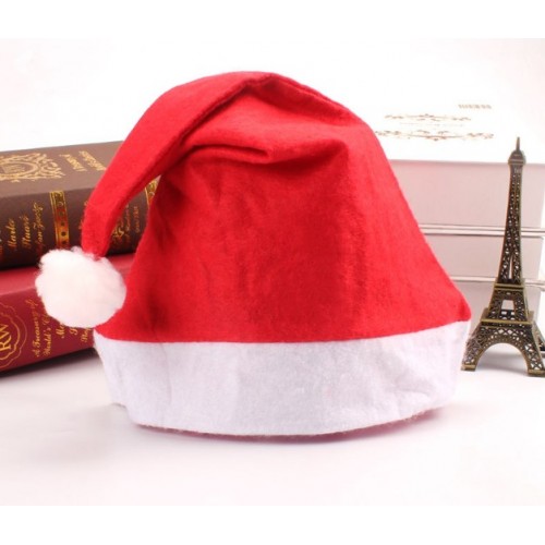 Gorro navideño liso de Santa Claus para adulto – Clásico rojo con blanco- de 37x28cm, Por Mayoreo W-RSDY5397