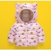 Chamarra acolchada para bebé con capucha y orejitas, diseño estampado en colores surtidos, ropa de invierno abrigadora y cómoda para niños y niñas. Por Mayoreo W-TMF2808 