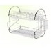 Escurridor metálico cromado de 2 niveles para platos, tazas y cubiertos. Resistente, práctico y elegante para tu cocina. Por Mayoreo  WL264-38