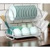 Escurridor metálico cromado de 2 niveles para platos, tazas y cubiertos. Resistente, práctico y elegante para tu cocina. Por Mayoreo  WL264-38