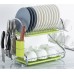 Escurridor metálico cromado de 2 niveles para platos, tazas y cubiertos. Resistente, práctico y elegante para tu cocina. Por Mayoreo  WL264-38