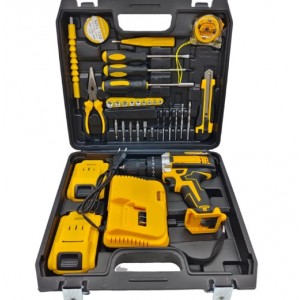 Taladro inalámbrico profesional con batería recargable y kit de herramientas – Maletín completo con brocas, destornilladores, pinzas y accesorios para hogar o taller- Por Mayoreo WQL-4