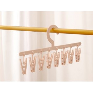 Colgador portátil con 8 pinzas para ropa interior, calcetas y prendas pequeñas, diseño compacto y resistente. Gancho superior y pinzas antideslizantes Por Mayoreo YD145