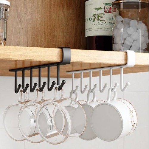 Colgador, estante de almacenamiento de ganchos para cocina | Organizador bajo repisa para tazas, tapas y utensilios | Soporte colgante ahorra espacio, Por Mayoreo YD190 