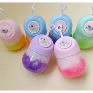 Slime Decorativo en Frasco Tipo Botellita – Tapa Pastel con Figura Marina – Colores Degradados – Mayoreo– Venta por Mayoreo A30