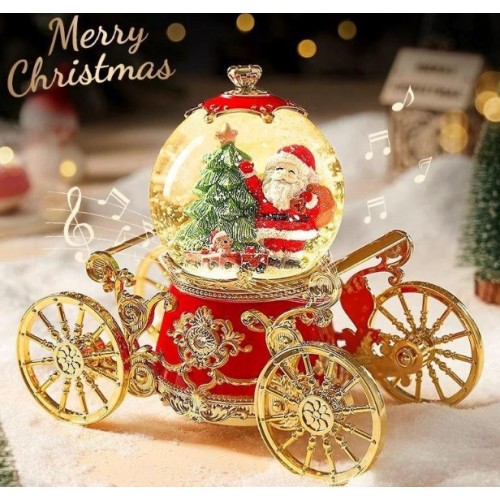 Esfera musical navideña con Santa Claus – efecto nieve – carroza decorativa, adornos navideños Por  Mayoreo D-21655