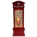 Farol navideño tipo caseta telefónica con luz LED, adorno con muñeco de nieve y escarcha brillante para decoración de hogar y fiestas. Po Mayoreo D-21664 