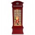Farol navideño tipo caseta telefónica con luz LED, adorno con muñeco de nieve y escarcha brillante para decoración de hogar y fiestas. Po Mayoreo D-21664 