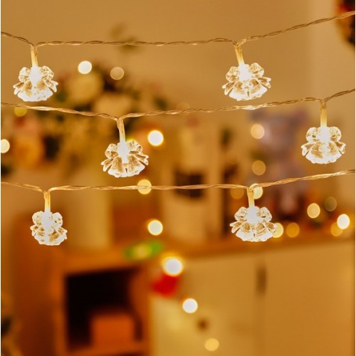 Serie de luces LED decorativas en forma de flor blanca cálida, guirnalda luminosa de 3 metros para navidad, fiestas, recámara y decoración del hogar, Por Mayoreo D-22096