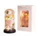 Rosa de Jabón Acrílica con Flores Preservadas y Luces LED – Recargable Azul/Rosa – 7 Flores- Por Mayoreo LED942