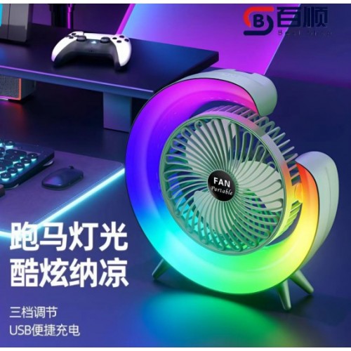 Ventilador de escritorio pequeño con marquesina de colorido con carga USB recargabble por mayoreo 1691405