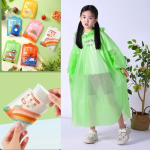 Paquete de 6 piezas de Impermeables infantiles con diseño de tarjeta, de 5 a 12 años, con dibujos animados, de cuerpo entero, antilluvia, desechable, transparente, portátil para niños, mayoreo A154