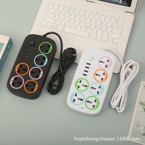 Multicontacto con 6 enchufes y entrada USB, Multicontacto con USB, Diferentes colores, MAYOREO. 