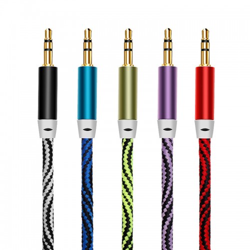 Cable Auxiliar 1 Metro, 3.5mm Audio Macho Reforzado Agujeta, diferentes colores,MAYOREO. 