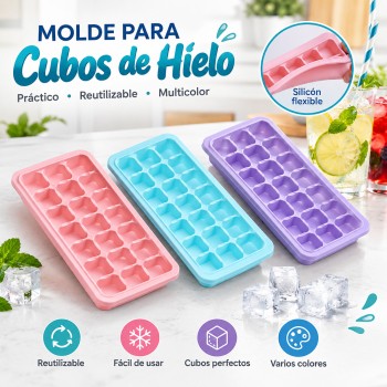 Molde reutilizable para preparar cubos de hielo fácilmente, práctico para bebidas y uso diario- por mayoreo