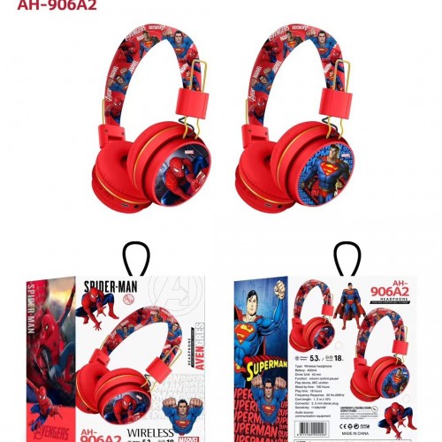 Audifonos inalambricos, tipo diadema USB recargables rojos, diferentes modelos de SuperHeroes,MAYOREO  