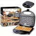 Waflera Electrica con Doble Plancha Antiadherente, Maquina de Waffles 