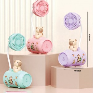 Ventilador de escritorio portátil recargable, Ventilador de Capibara en carrito de novedad, Diferentes colores, Diferentes diseños, MAYOREO.