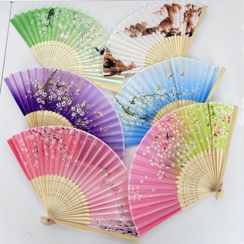 Abanico de mano con estampado floral diferentes diseños (paquetes de 10 piezas) venta al por mayor JJYP70