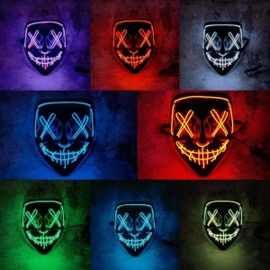 Sorprende y aterroriza en tu fiesta con esta máscara LED luminosa de terror. Su diseño inspirado en La Purga y sus luces  neón crean un efecto impactante en la oscuridad Venta al por mayor  M1534-24