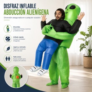 Disfraz inflable de alienígena cargando persona, divertido y llamativo para fiestas, Halloween, eventos y celebraciones- Por mayoreo 