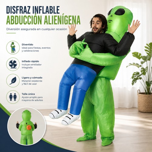 Disfraz inflable de alienígena cargando persona, divertido y llamativo para fiestas, Halloween, eventos y celebraciones- Por mayoreo 