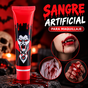 Sangre artificial para maquillaje, disfraces y caracterización de terror. Ideal para Halloween, vampiros, zombis y efectos especiales. Venta por mayoreo.