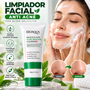 Limpiador facial BIOAQUA con ácido salicílico para remover grasa, suciedad e impurezas. Ideal para rutinas de cuidado de piel con tendencia grasa. Venta por mayoreo.