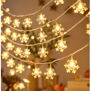 Luces LED decorativas en forma de copo de nieve, perfectas para Navidad, eventos, vitrinas y decoración del hogar. Venta por mayoreo.