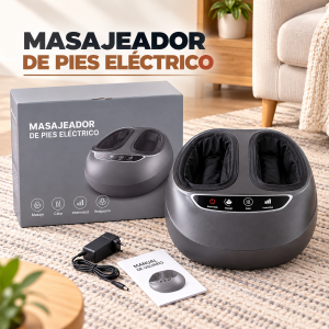 Masajeador eléctrico para pies tipo Shiatsu con compartimentos acolchados y controles integrados. Ideal para momentos de descanso y relajación. Venta por mayoreo.