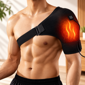 Hombrera eléctrica con función de calor, diseño envolvente y correas ajustables. Práctica para descanso y relajación del hombro. Venta por mayoreo.