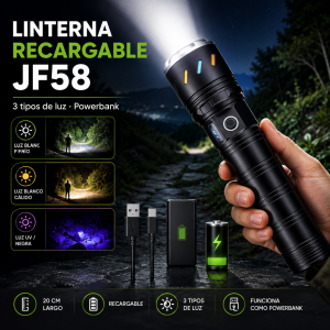 Linterna Recargable JF58 con Powerbank