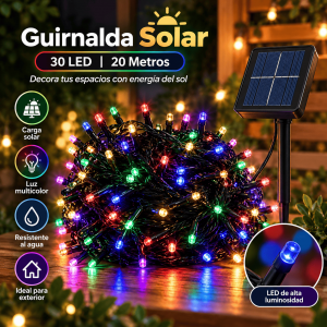 Guirnalda Solar LED Multicolor de 20 m con 30 LED por Mayoreo