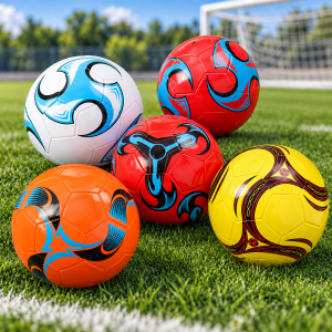 Balón de fútbol deportivo con diseños y colores surtidos. Ideal para entrenamiento, actividades recreativas, escuelas y uso deportivo. Venta por mayoreo.