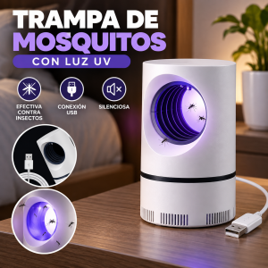 Trampa de mosquitos con luz UV, conexión USB y diseño compacto. Ideal para interiores, habitaciones, salas u oficinas. Disponible por mayoreo.Trampa de mosquitos con luz UV por mayoreo