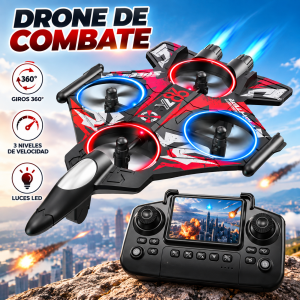Drone tipo avión con control remoto, luces y diferentes niveles de velocidad. Diseño llamativo para entretenimiento y recreación. Venta por mayoreo.