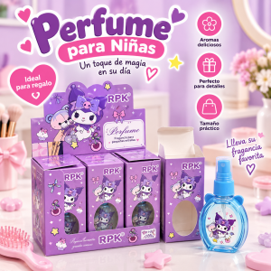 Perfume infantil con atomizador en presentación de caja individual, ideal para regalos, detalles, fiestas infantiles, sorpresas, tiendas de regalos, papelerías, bazares o ventas por temporada.