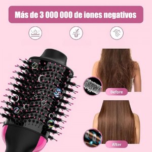 Cepillo secador de cabello 2 en 1 que seca y alisa, tecnología de aire caliente 110v para un peinado rápido, suave y con volumen. Ideal para todo tipo de cabello. Venta por mayoreo ZE-2385