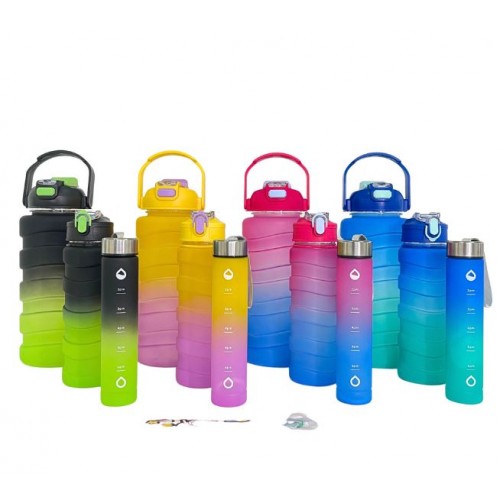 Juego de 3 botellas de agua degradado, de 2000ml+640ml+235ml 2795