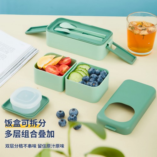 Lonchera hermética con compartimentos, ideal para llevar alimentos frescos y organizados. VENTA AL POR MAYOR 0330