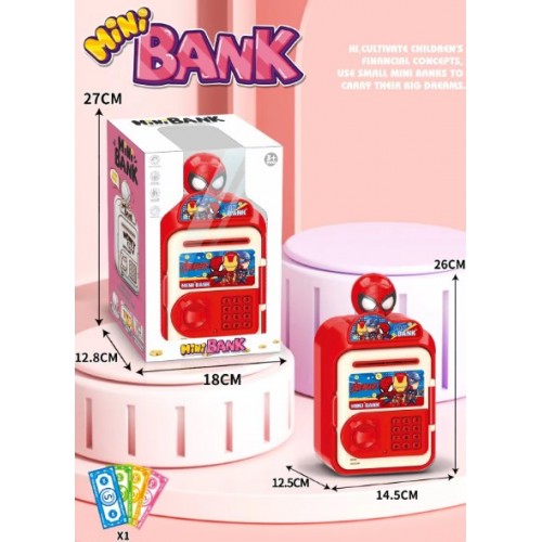 Mini alcancía cajero automático de dibujo animados de Spider-Man con contraseña 70034