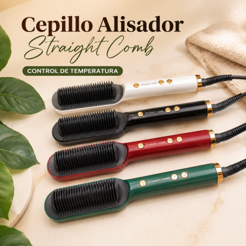 Cepillo alisador eléctrico con control de temperatura, ideal para peinar y alisar el cabello. Venta por mayoreo